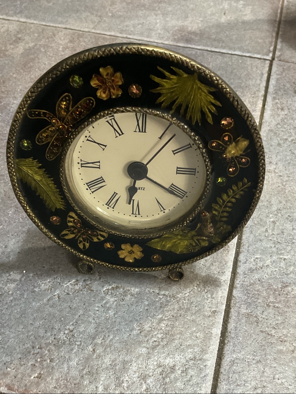 Decorative Black and Gold Floral Table Clock - Brand